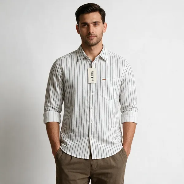 White_Striped_Regular_Fit_Shirt_For_Men