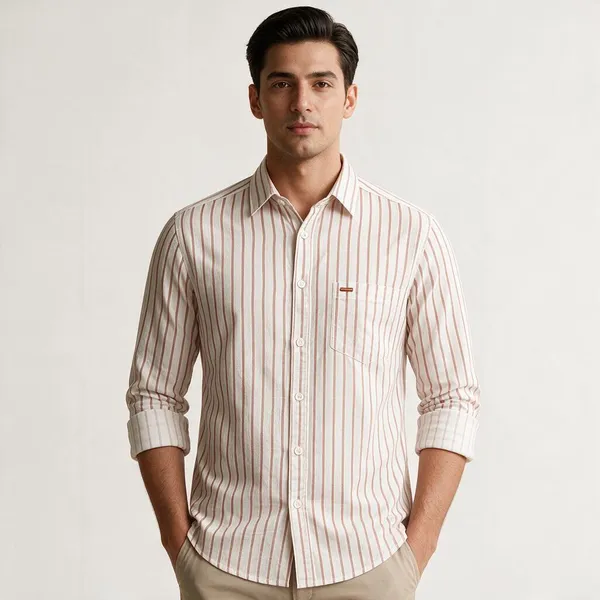 White_Striped_Regular_Fit_Shirt_For_Men