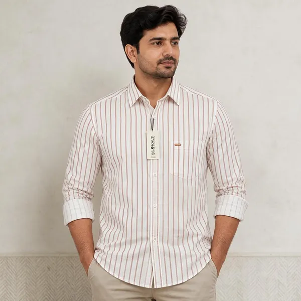 White_Striped_Regular_Fit_Shirt_For_Men