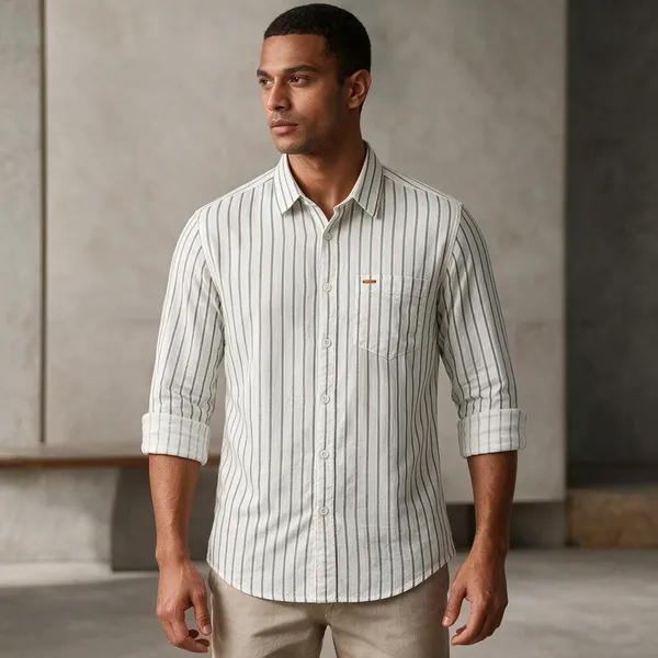 White_Striped_Regular_Fit_Shirt_For_Men