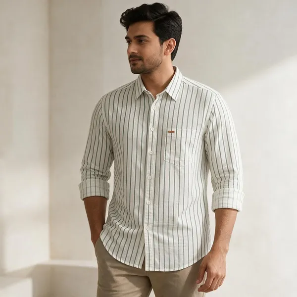 White_Striped_Regular_Fit_Shirt_For_Men