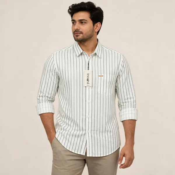White_Striped_Regular_Fit_Shirt_For_Men