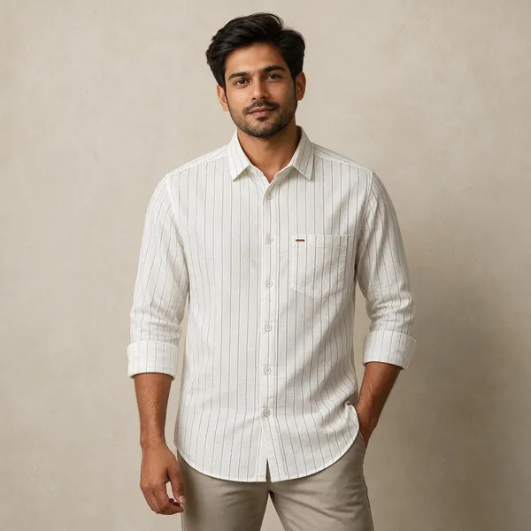 White_Pinstriped_Casual_Shirt_For_Men