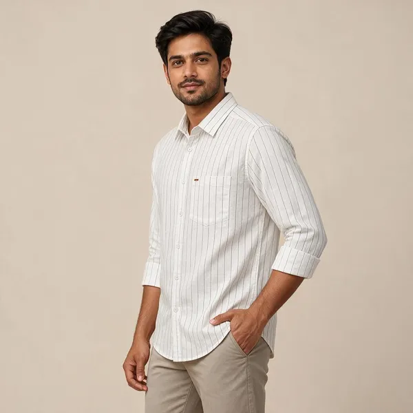 White_Pinstriped_Casual_Shirt_For_Men
