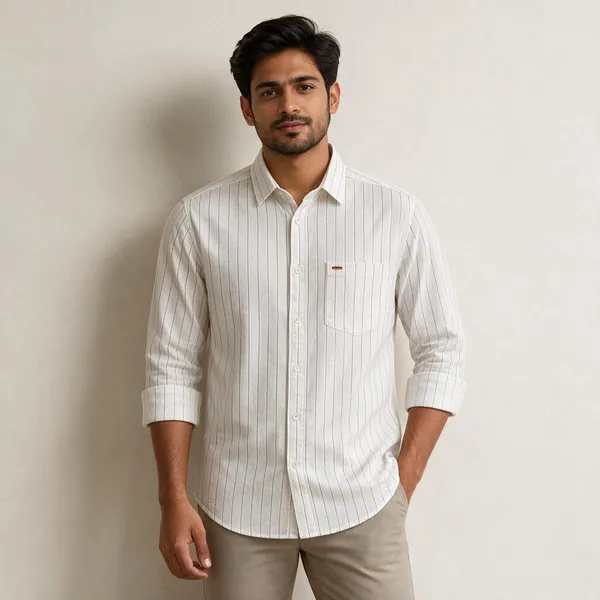 White_Pinstriped_Casual_Shirt_For_Men