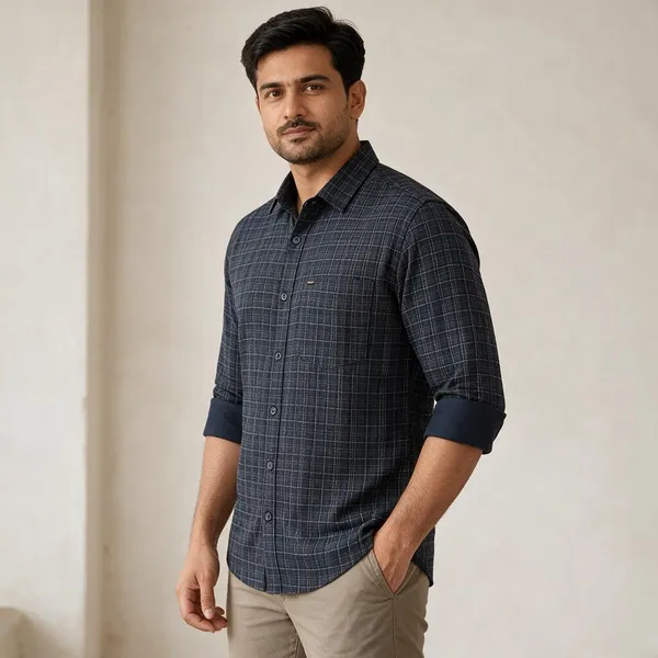 Navy_Checkered_Casual_Shirt_For_Men