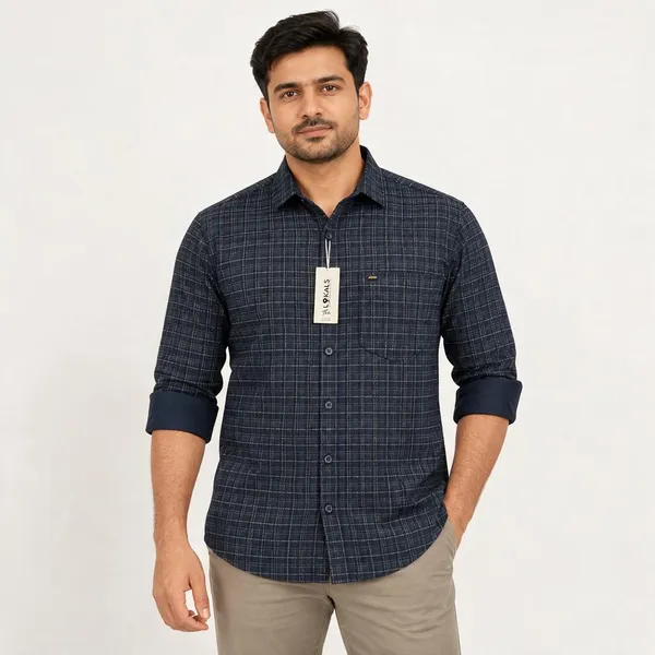 Navy_Checkered_Casual_Shirt_For_Men