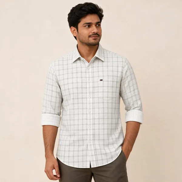 White_Checked_Regular_Fit_Shirt_For_Men