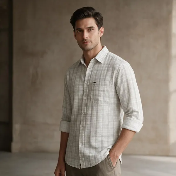 White_Checked_Regular_Fit_Shirt_For_Men