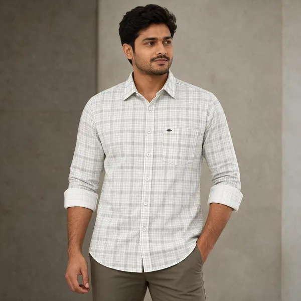 White_Checked_Regular_Fit_Shirt_For_Men
