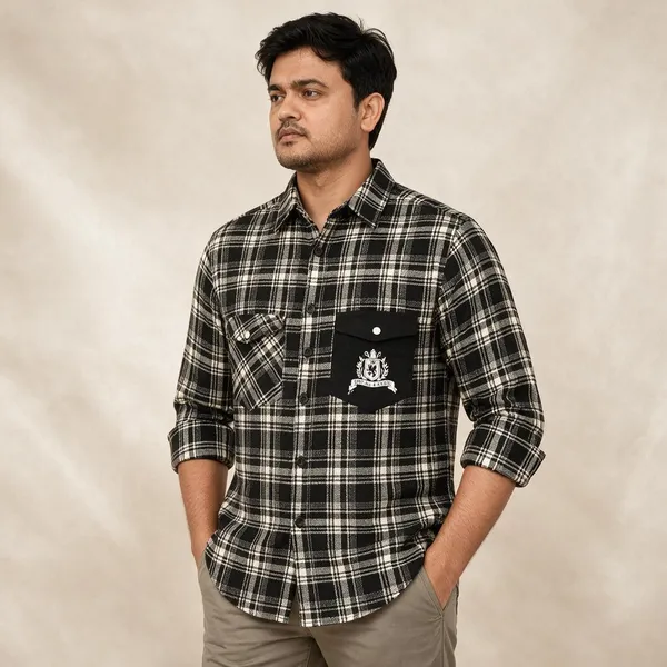 Black_Plaid_Casual_Shirt_For_Men