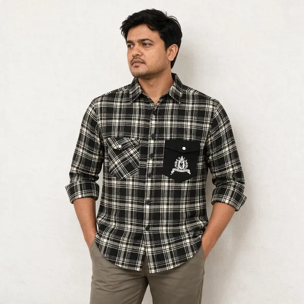 Black_Plaid_Casual_Shirt_For_Men