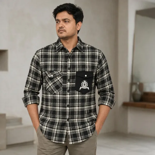 Black_Plaid_Casual_Shirt_For_Men