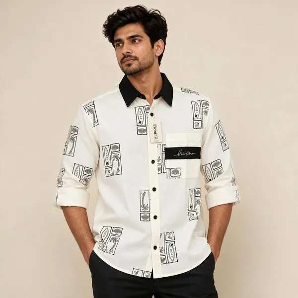 Off_White_Printed_Casual_Shirt_For_Men
