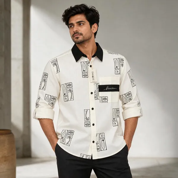 Off_White_Printed_Casual_Shirt_For_Men