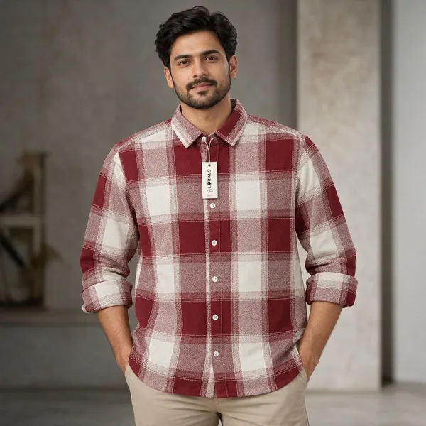 Maroon_Checked_Casual_Shirt_For_Men
