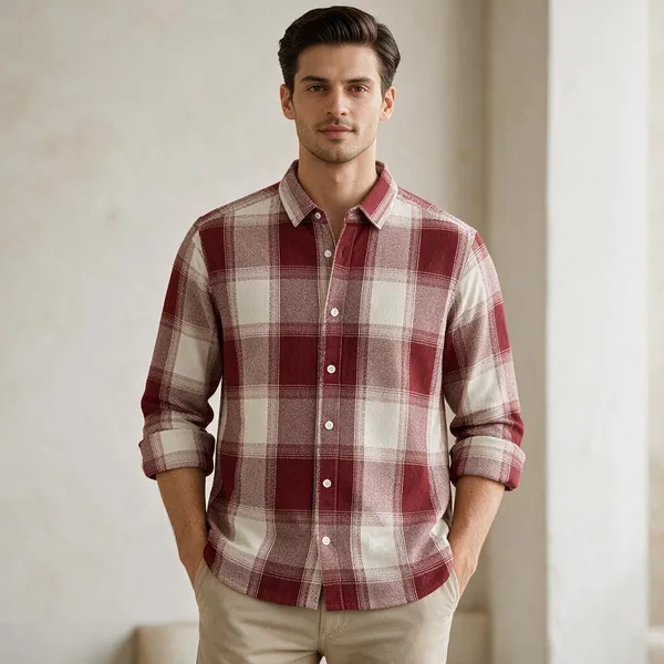 Maroon_Checked_Casual_Shirt_For_Men