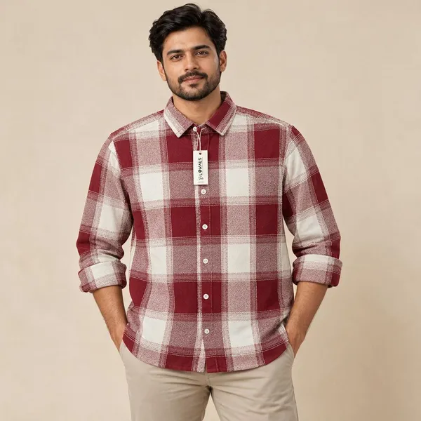 Maroon_Checked_Casual_Shirt_For_Men