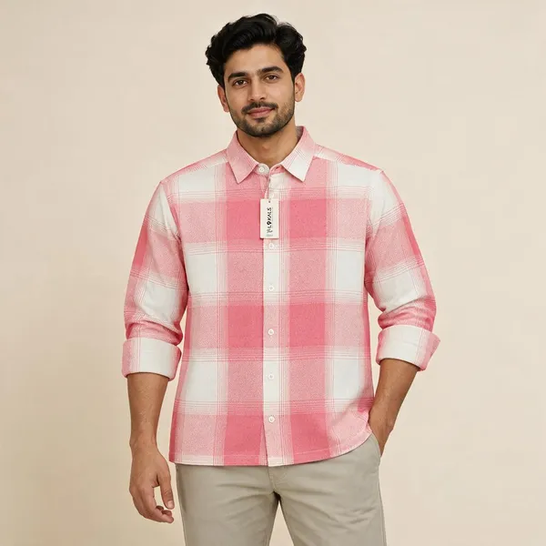 Pink_Checked_Casual_Shirt_For_Men