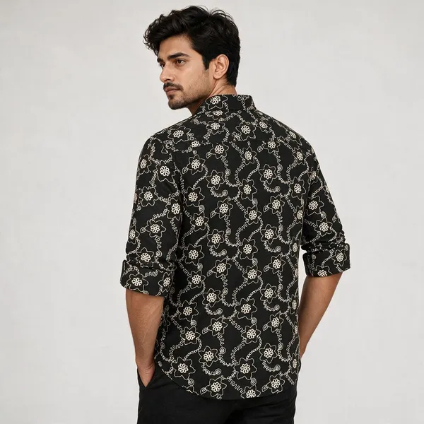 Black_Floral_Print_Shirt_For_Men