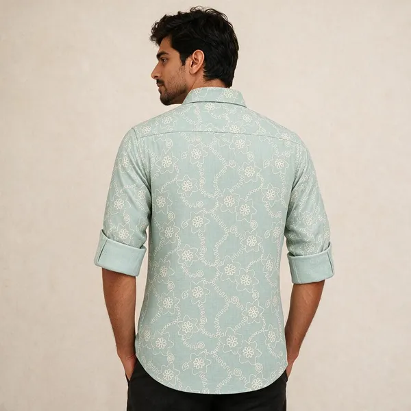 Mint_Green_Floral_Print_Regular_Fit_Shirt_For_Men
