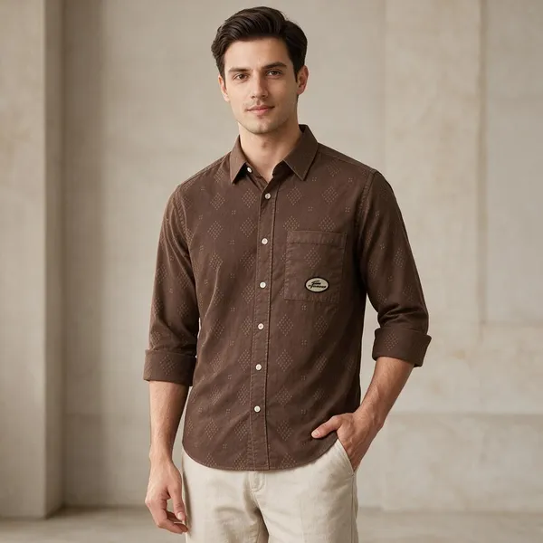 Brown_Patterned_Casual_Shirt_For_Men