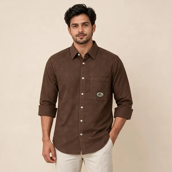 Brown_Patterned_Casual_Shirt_For_Men