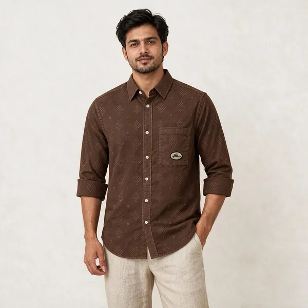 Brown_Patterned_Casual_Shirt_For_Men