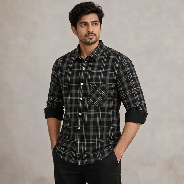 Black_Checkered_Casual_Shirt_For_Men