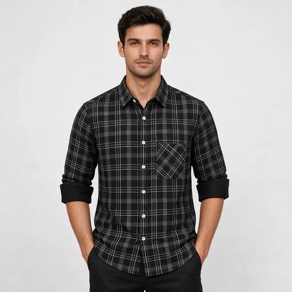 Black_Checkered_Casual_Shirt_For_Men