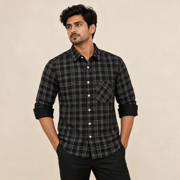 Black_Checkered_Casual_Shirt_For_Men