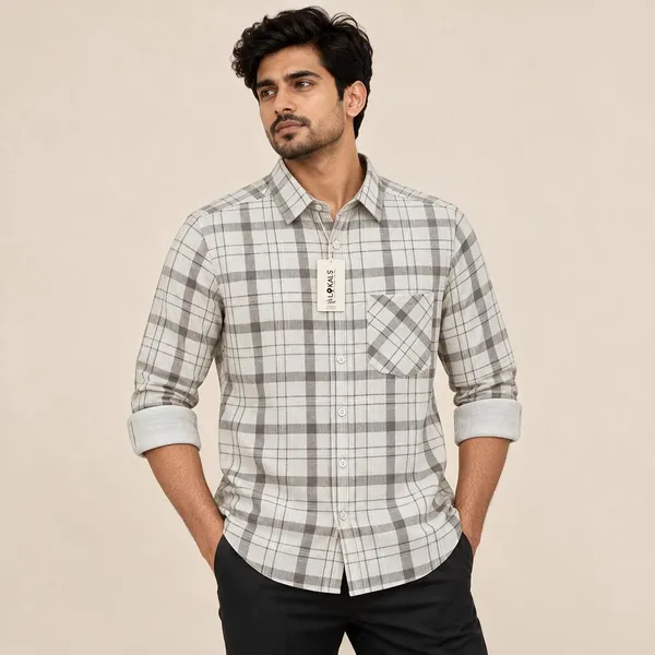 Grey_Checked_Casual_Shirt_For_Men