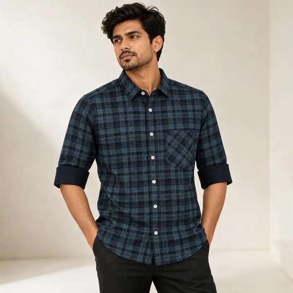 Navy_Check_Full_Sleeve_Shirt_For_Men