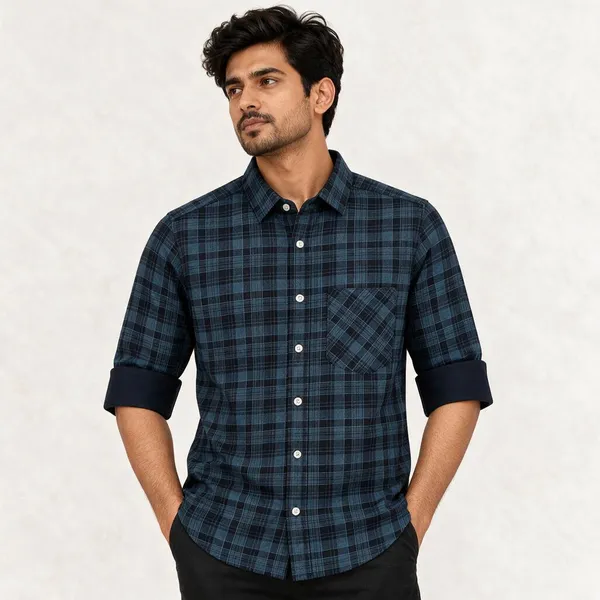 Navy_Check_Full_Sleeve_Shirt_For_Men