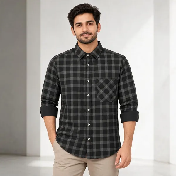 Black_Checked_Casual_Shirt_For_Men