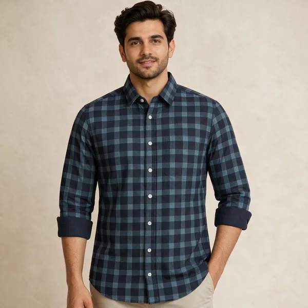 Navy_Blue_Checkered_Full_Sleeve_Shirt_For_Men