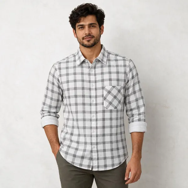 Grey_Checked_Casual_Shirt_For_Men