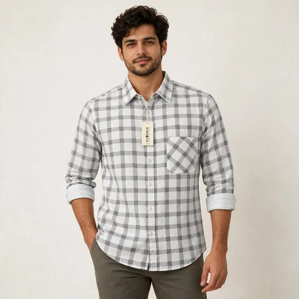 Grey_Checked_Casual_Shirt_For_Men