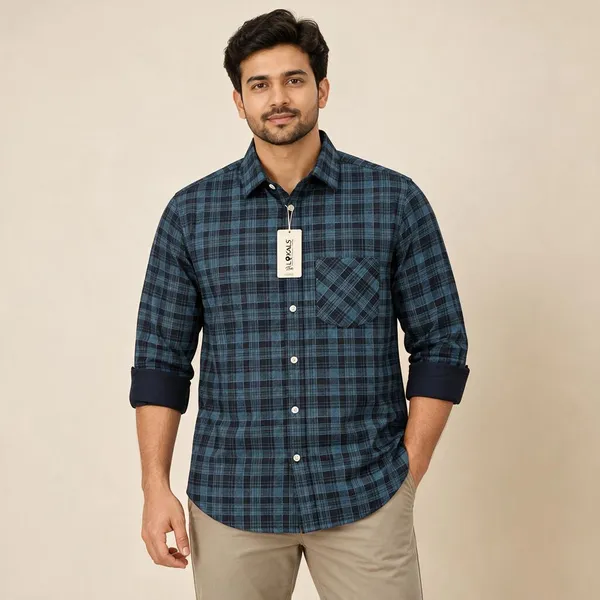 Blue_Plaid_Casual_Shirt_For_Men