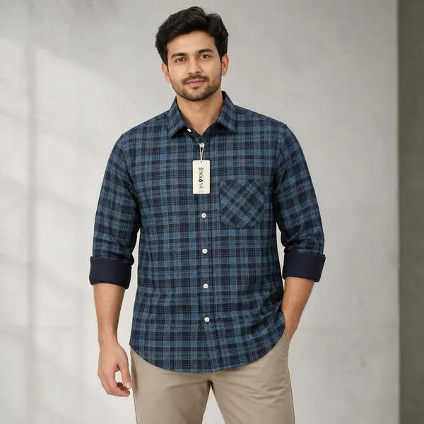 Blue_Plaid_Casual_Shirt_For_Men