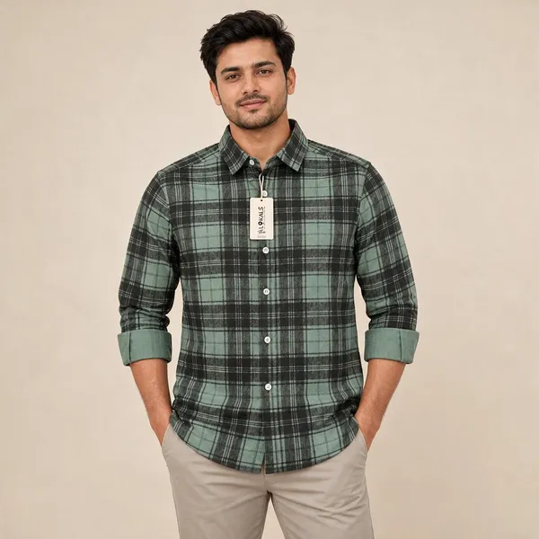 Green_Plaid_Casual_Shirt_For_Men