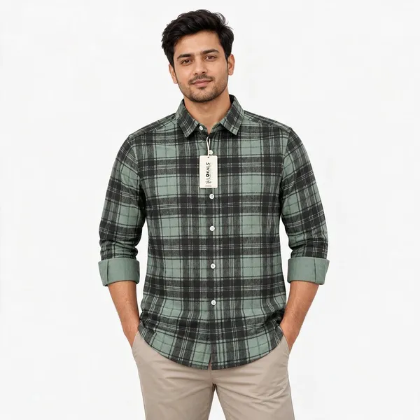 Green_Plaid_Casual_Shirt_For_Men