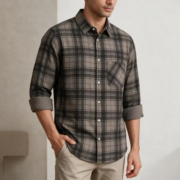 Grey_Checked_Casual_Shirt_For_Men