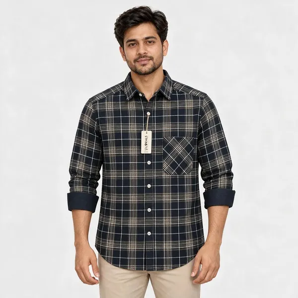 Navy_Plaid_Casual_Shirt_For_Men