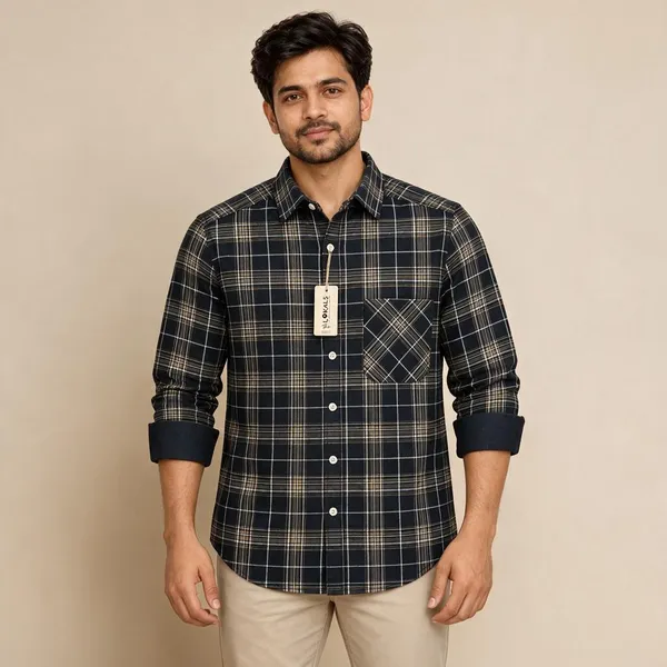 Navy_Plaid_Casual_Shirt_For_Men