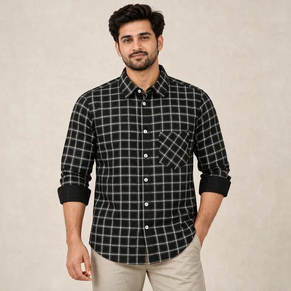 Black_Checkered_Full_Sleeve_Shirt_For_Men