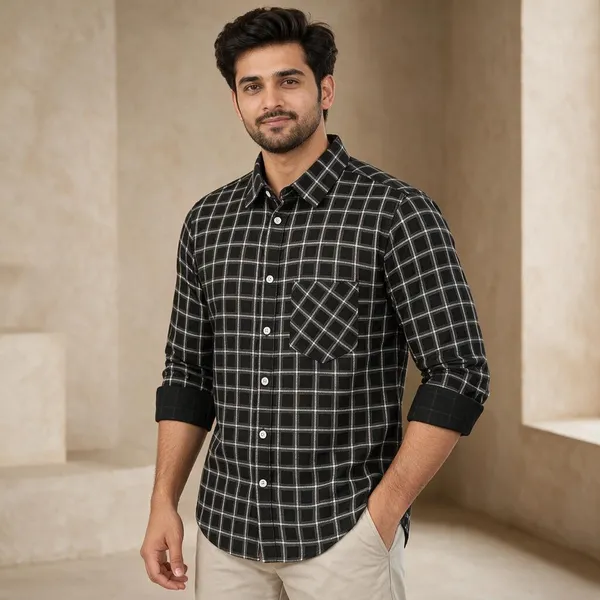 Black_Checkered_Full_Sleeve_Shirt_For_Men