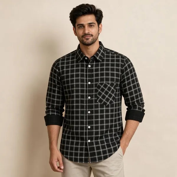 Black_Checkered_Full_Sleeve_Shirt_For_Men