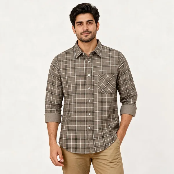 Grey_Checked_Casual_Shirt_For_Men