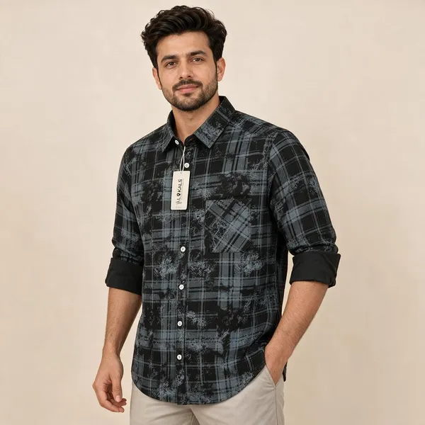 Black_Plaid_Casual_Shirt_For_Men